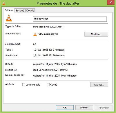 HandBrake on Windows 8.1: Properties of a 720p MP4 video file [1]