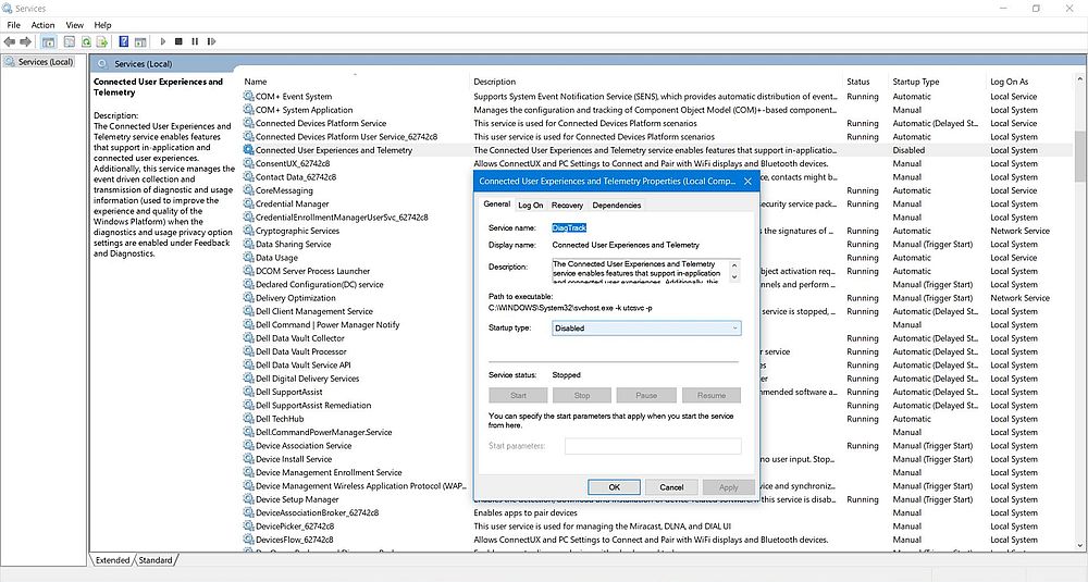 Disabling the Microsoft Compatibility Telemetry service