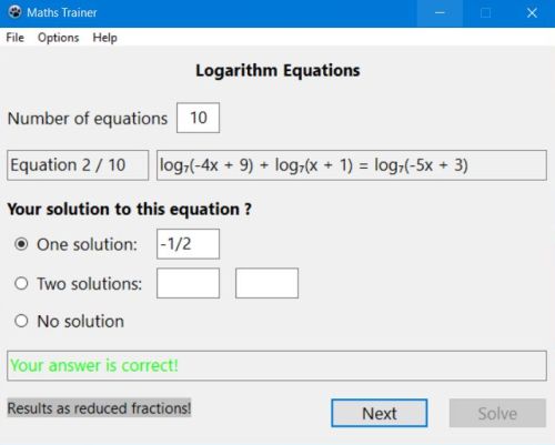 Mathematics trainer: Logarithm equations exercises