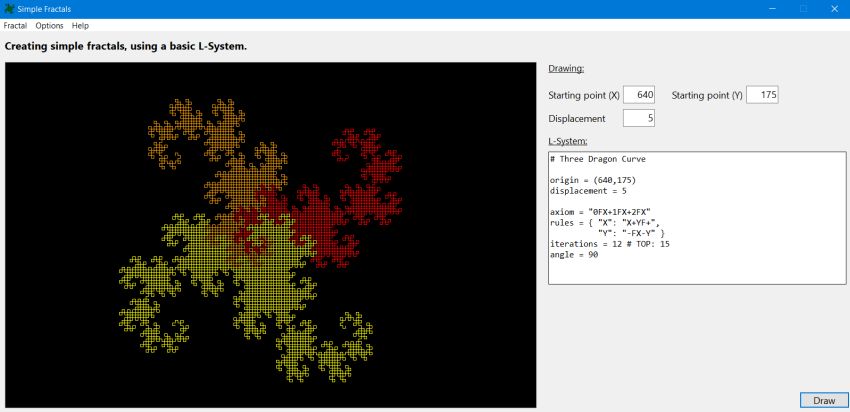 The Three Dragon Curve fractal created with a basic L-system