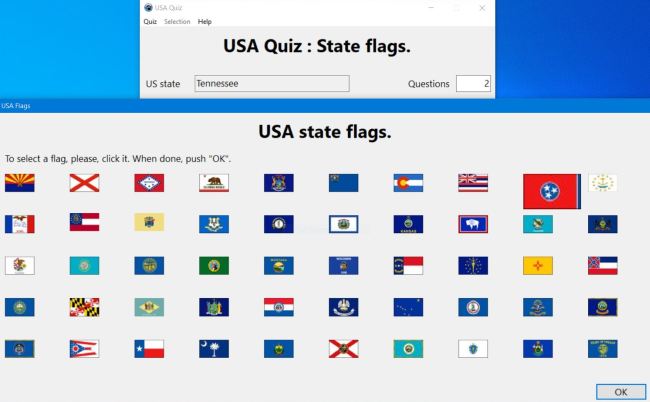 Free PC application: USA states flag quiz