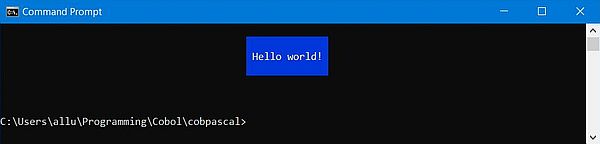 GNU Cobol calls Free Pascal: Execution of a program sample with cursor positioning and colored output