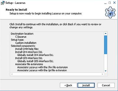 Lazarus/FPC on ReactOS: Installation - Installation summary