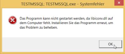 Lazarus/Free Pascal database project with MSSQL: Error because of missing library libiconv.dll
