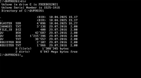 QuickView Pro on FreeDOS: Content of the installation directory