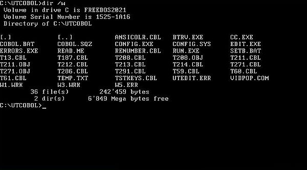 COBOL on FreeDOS: Files of Utah COBOL 5.0.1