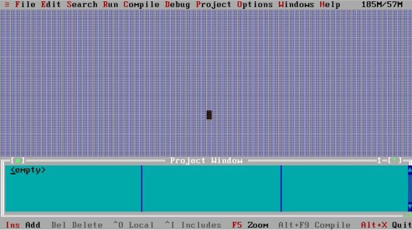 DJGPP on FreeDOS: RHIDE - Empty project window