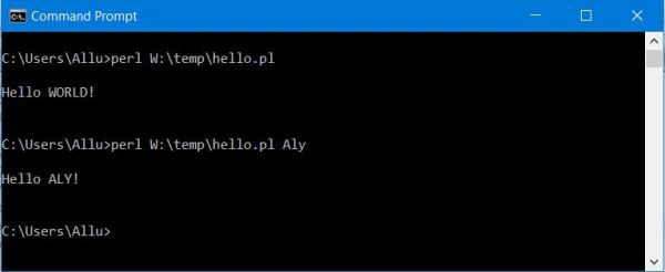 Windows Command Prompt: Simple Perl script output