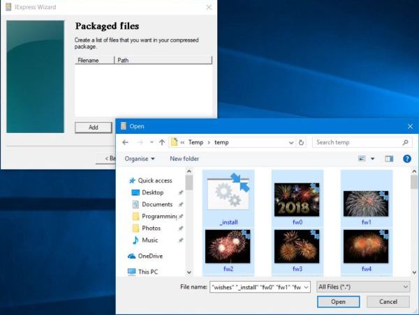 IExpress: Selecting the files to add