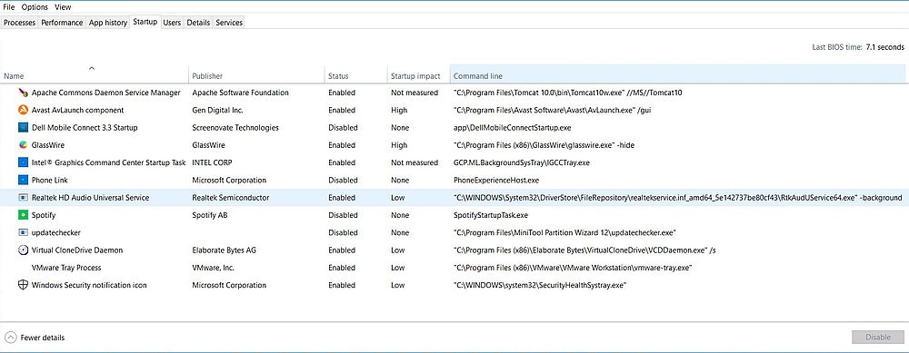 Autostart programs in Windows Task Manager Autostart programs in Windows Task Manager