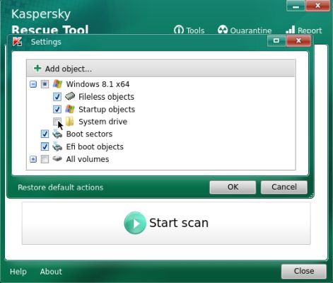 Kaspersky Rescue Disk 18: Selecting the objects to be scanned [2]