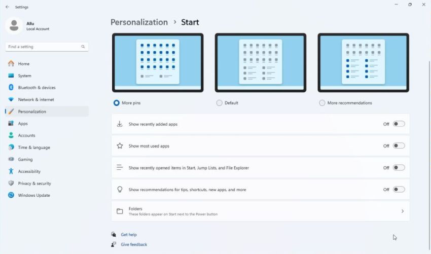 Removing Recent Files in Windows 11 Start menu [2]