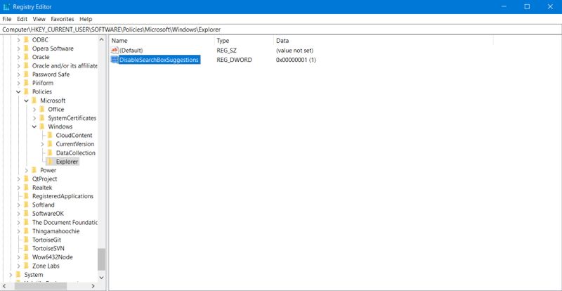 Disabling search history in Windows Registry: New Explorer key details