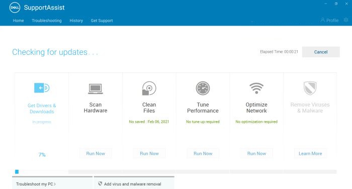 Dell Support Assistant: 'Get drivers and downloads' feature