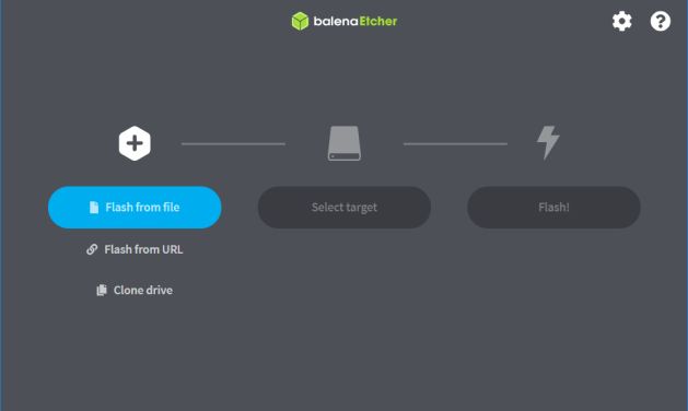 Creating a bootable USB stick using balenaEtcher: Choosing the source file (ISO) [1]
