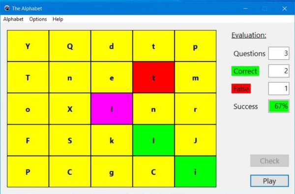 Learn the alphabet PC application: English letters