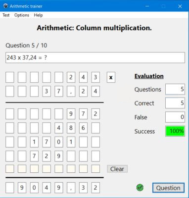 Free column multiplication exercise generator