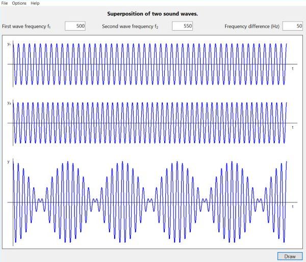 Free physics PC application: Superposition of two sound waves