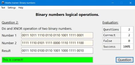Binary numbers exercise: Logical operations