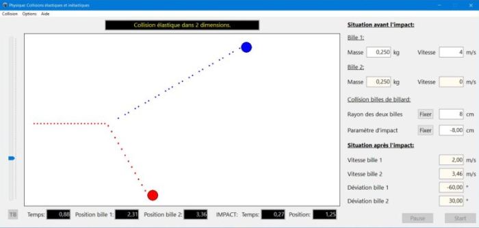 Simulation de physique: Collision entre deux billes de billiard