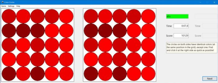 Free PC application: Color circles game