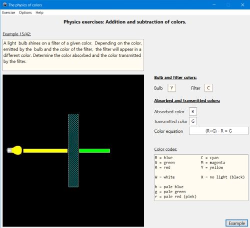 Physics of light: Subtraction of two colors