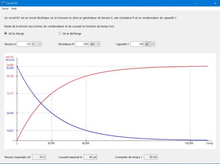 Electronics calculations and graphs: Charge of a capacitor