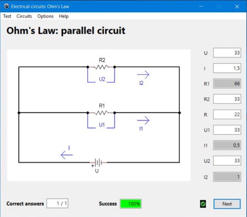 Electronics exercise generator: Ohm's Law