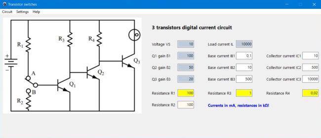 Free electronics PC application: Transistor switch circuits