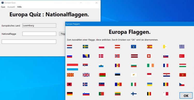 European countries quiz PC application: National flags