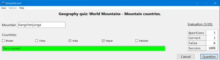 Geography quiz: World mountains countries