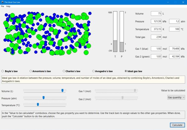 Ideal Gas Law graphical PC application