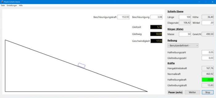 Gratis Schiefe Ebene Simulation