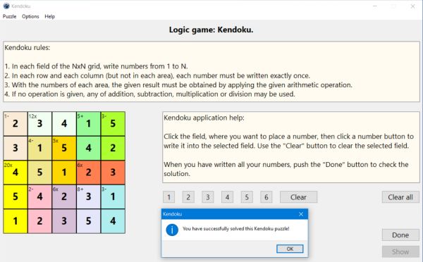 Kendoku - a free logic game for PC