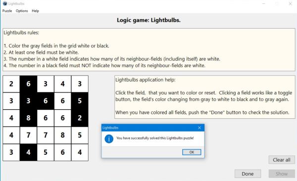 Lightbulbs - a free logic game for PC
