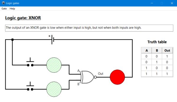 Electronics simulation: Logic gates (here: XNOR gate)