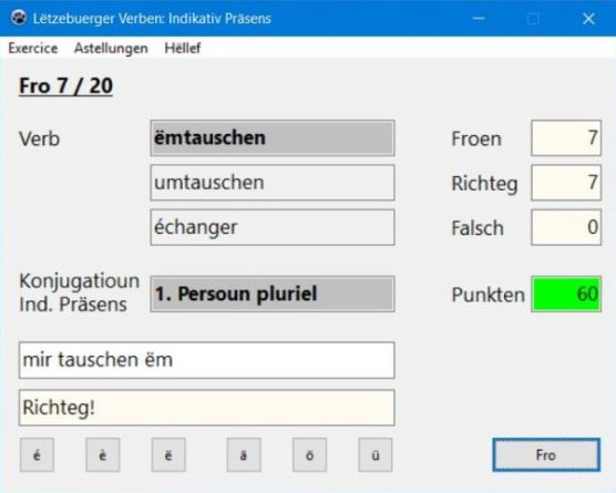 Luxembourgish verbs: Present tense conjugation exercise