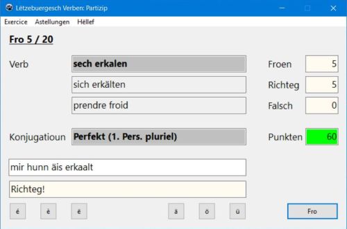 Luxembourgish verbs: Compound tenses exercises