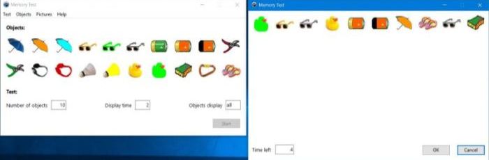 Memory Test PC application: 'all together' objects display