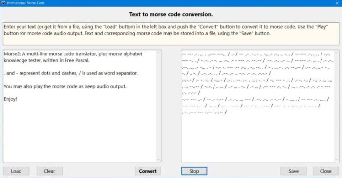 Text to Morse code conversion