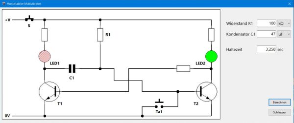 Electronik Simulation: Monostabiler Multivibrator