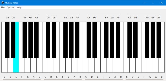 A simple PC application to play musical notes and simple melodies