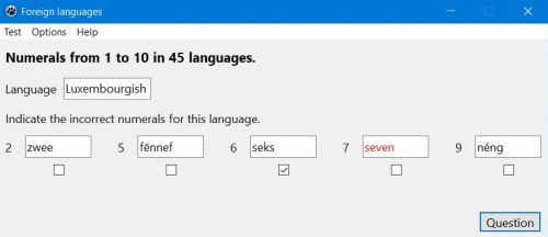 Numerals from 1 to 10 in 45 languages: Language test