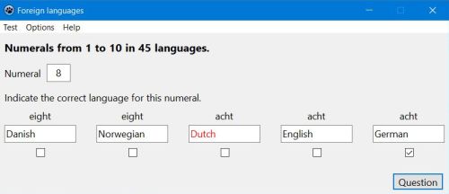 Numerals from 1 to 10 in 45 languages: Numeral test