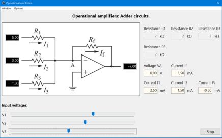 Operational amplifier simulation: Adder circuit