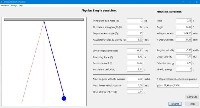 Free physics application: Simulation of a simple pendulum