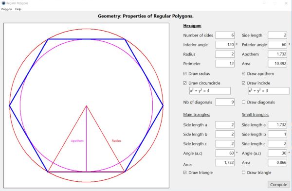 Regular polygons: Circumcircle and incercle of a hexagon