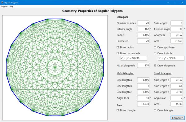 Regular polygons: Diagonals of an icosagon