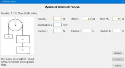 Dynamics exercises: Three blocks pulley system