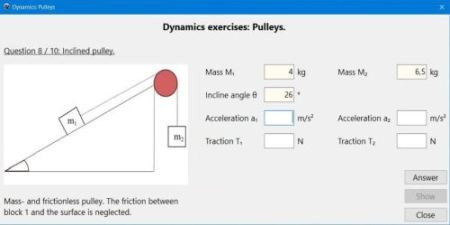Dynamics exercises: Inclined pulley system